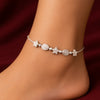 Silver Floral Bead Adjustable Anklet