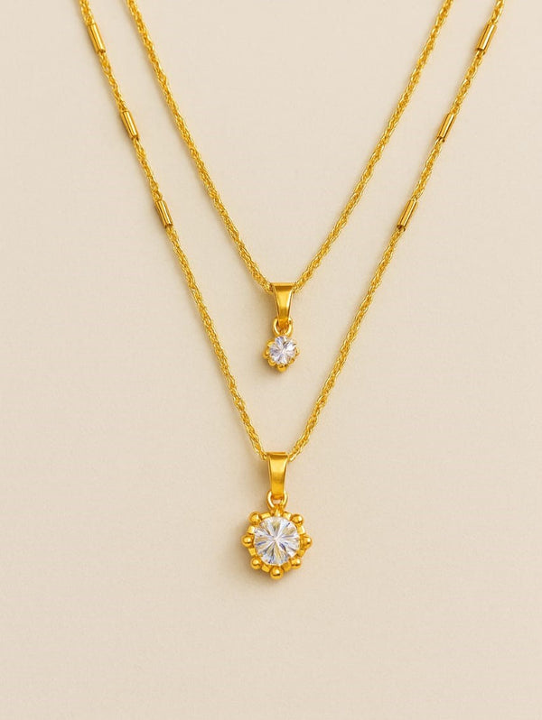 Dual Layer Gold Pendant Necklace