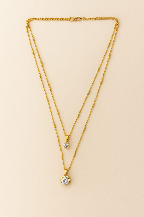 Dual Layer Gold Pendant Necklace