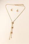 Gold-Tone Designer Pendant Necklace & Stud Earring Combo Set for Women