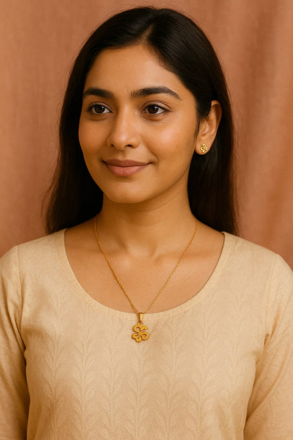 Floral Gold Plated Pendant Set