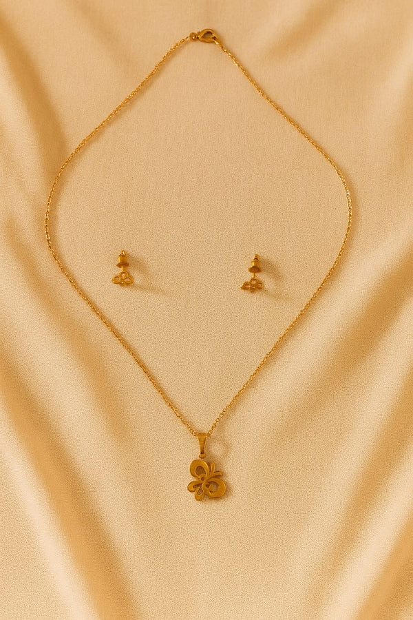 Floral Gold Plated Pendant Set