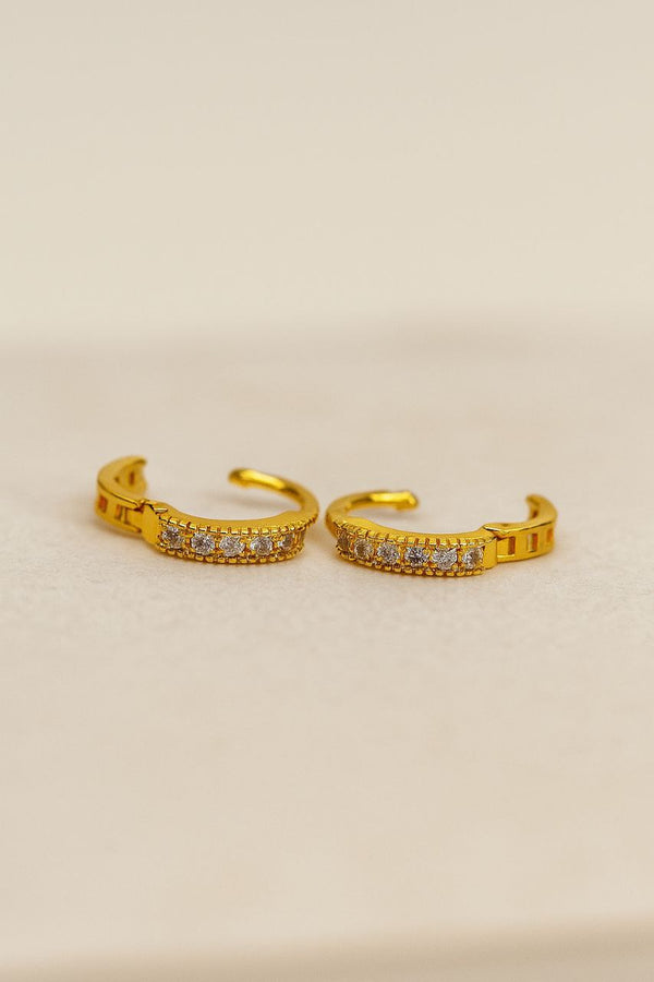 Gold-Plated Stone-Studded Hoop Earrings | Elegant Daily & Party Wear Earrings